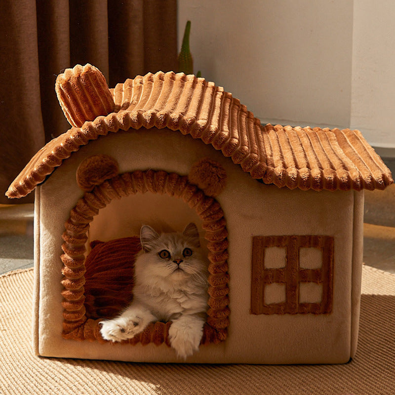 Enclosed Cat Plush House
