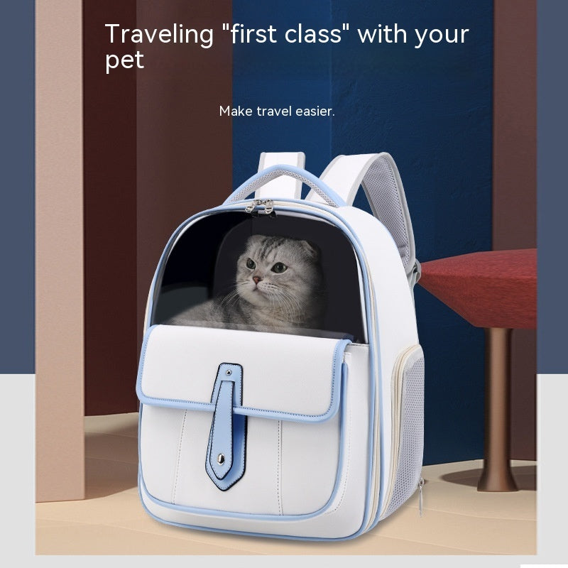 Portable Leather Cat Backpack