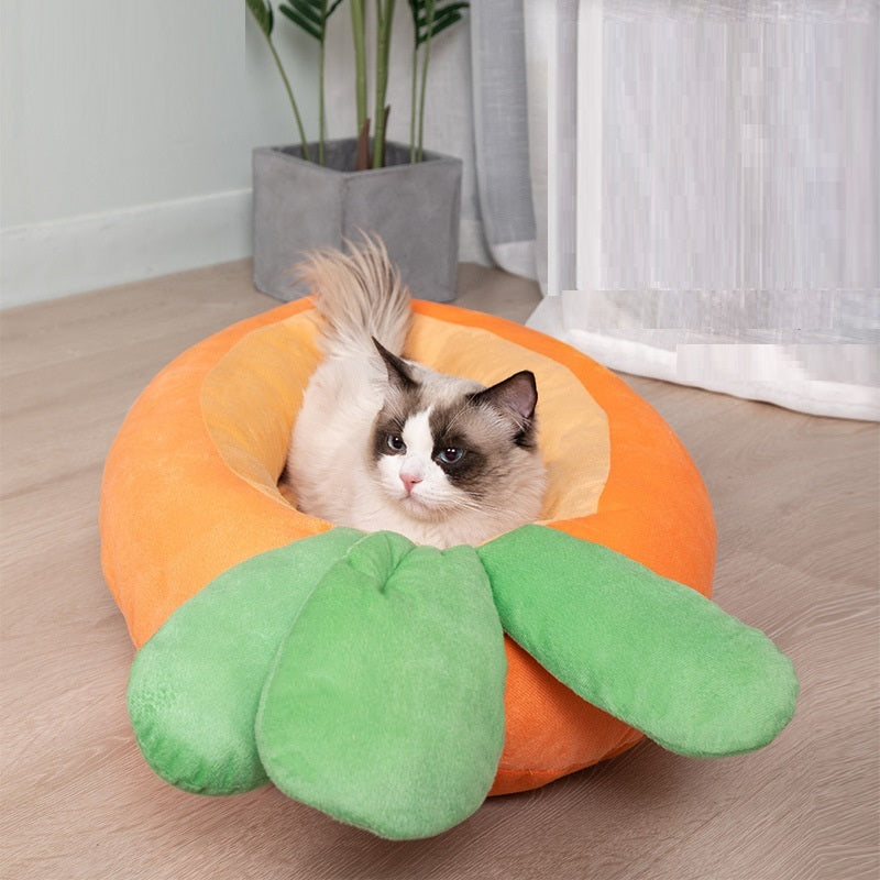 Carrot-Shaped Cozy Cat Bed