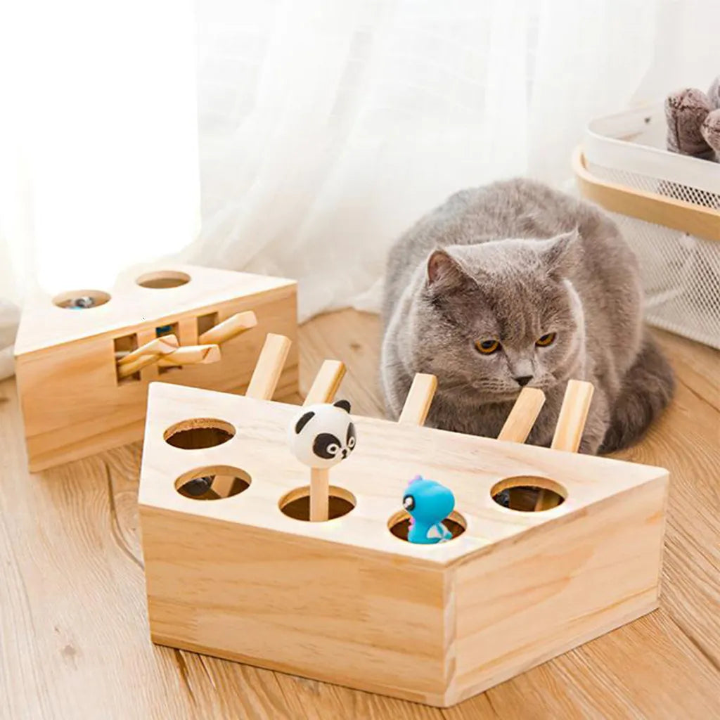 Wooden Whack-A-Mole Cat Toy